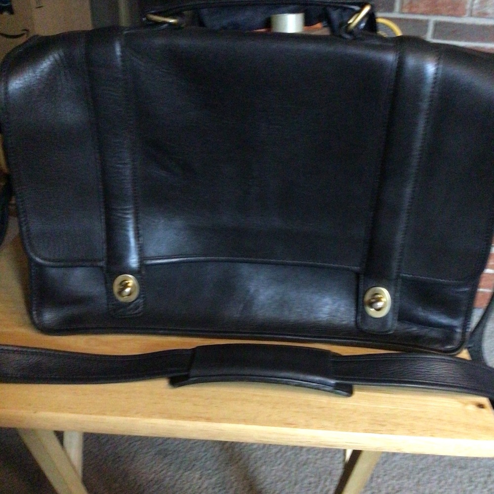 Large Coach Leather Black Briefcase